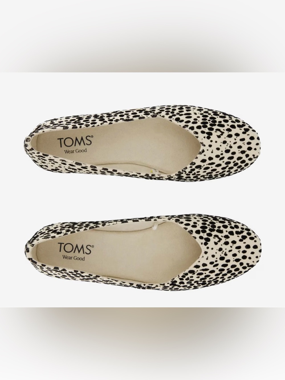 Toms Gemma Flat in Dalmatian Spot Print - Black & White